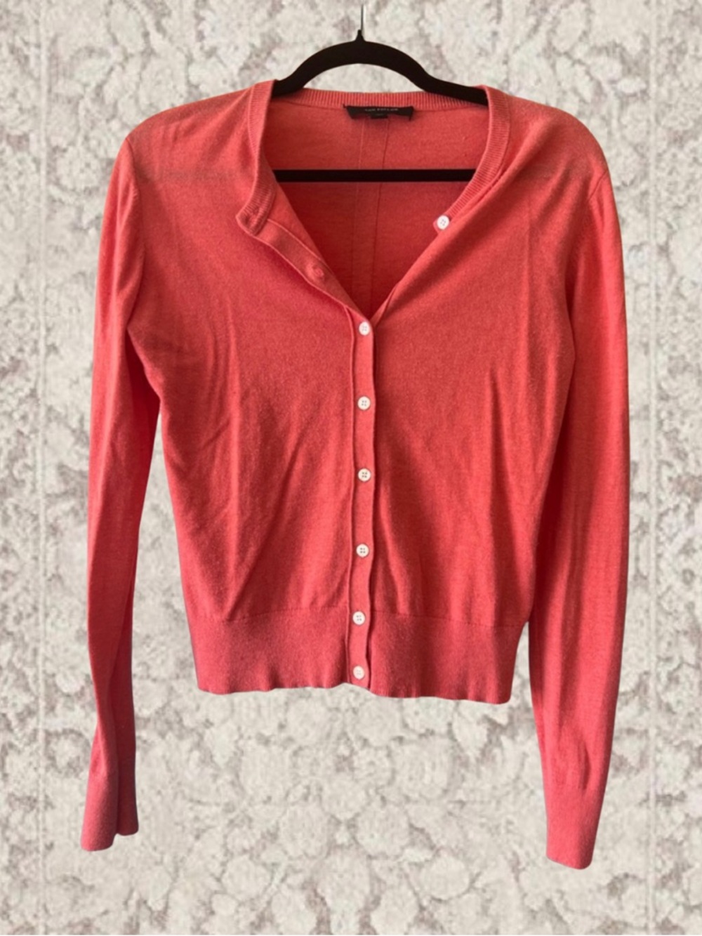 Ann Taylor Coral Cardigan Sweater Size S Lightweight Button Front Classic